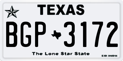 TX license plate BGP3172