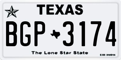 TX license plate BGP3174