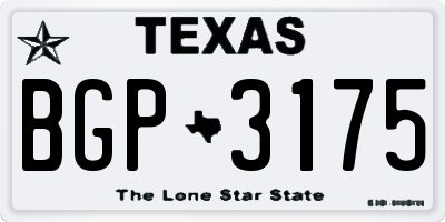 TX license plate BGP3175