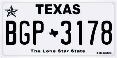 TX license plate BGP3178