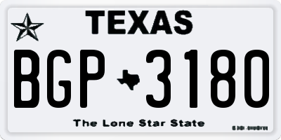 TX license plate BGP3180