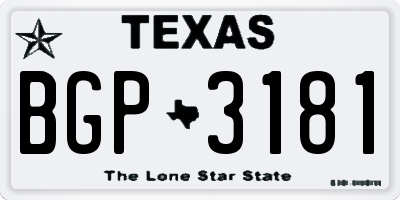 TX license plate BGP3181