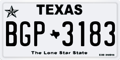 TX license plate BGP3183
