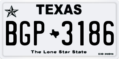 TX license plate BGP3186