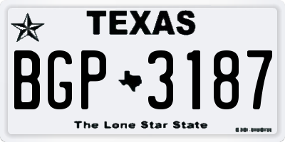 TX license plate BGP3187