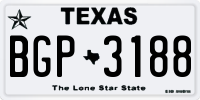 TX license plate BGP3188