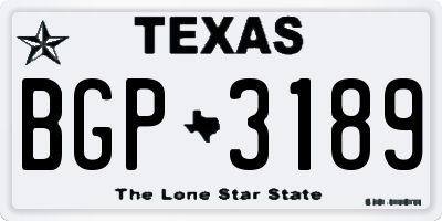 TX license plate BGP3189