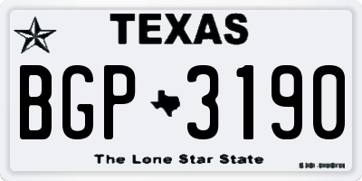 TX license plate BGP3190