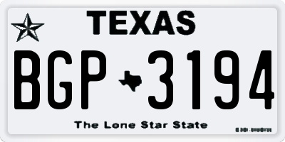 TX license plate BGP3194