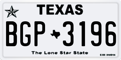 TX license plate BGP3196
