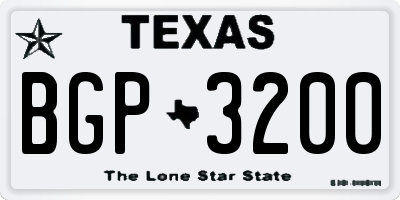 TX license plate BGP3200