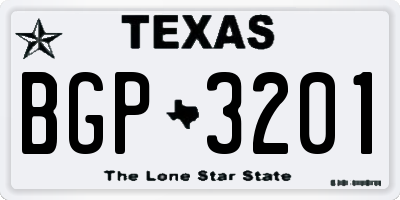 TX license plate BGP3201