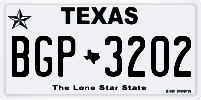TX license plate BGP3202