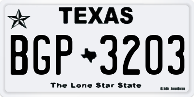 TX license plate BGP3203