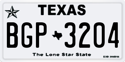 TX license plate BGP3204