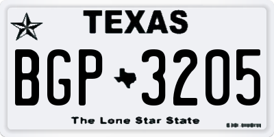 TX license plate BGP3205