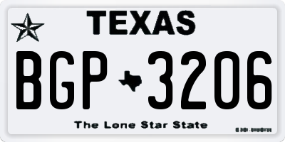 TX license plate BGP3206