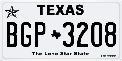 TX license plate BGP3208