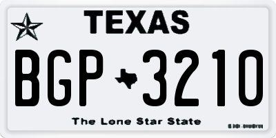 TX license plate BGP3210