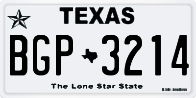 TX license plate BGP3214