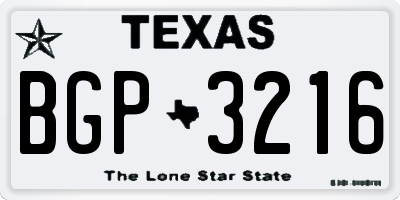 TX license plate BGP3216