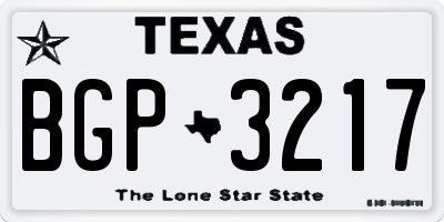 TX license plate BGP3217