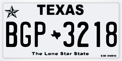 TX license plate BGP3218