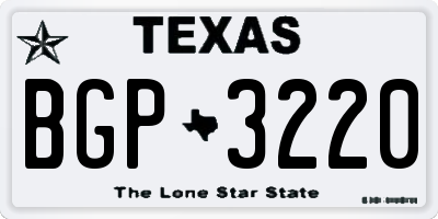TX license plate BGP3220