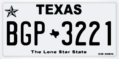 TX license plate BGP3221