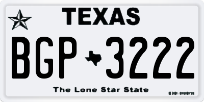 TX license plate BGP3222