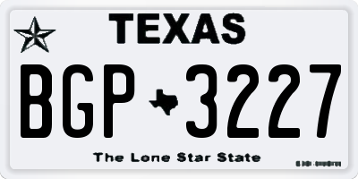 TX license plate BGP3227