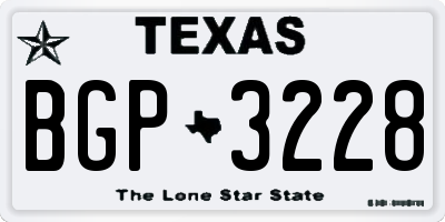 TX license plate BGP3228