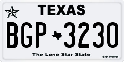 TX license plate BGP3230
