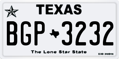 TX license plate BGP3232