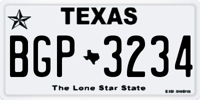 TX license plate BGP3234