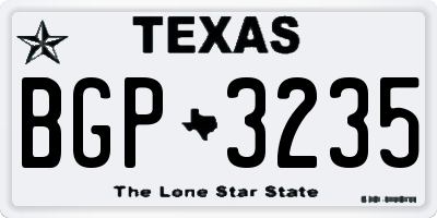 TX license plate BGP3235