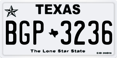 TX license plate BGP3236