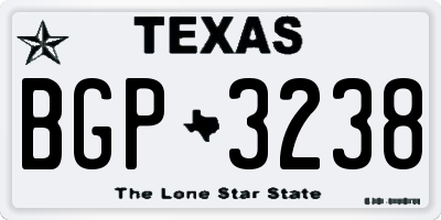 TX license plate BGP3238