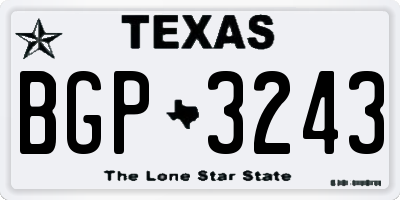 TX license plate BGP3243