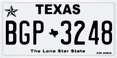 TX license plate BGP3248