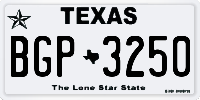 TX license plate BGP3250