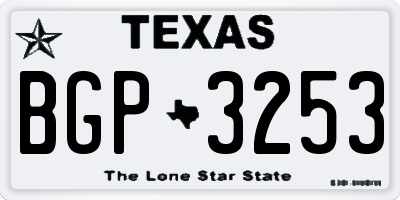 TX license plate BGP3253