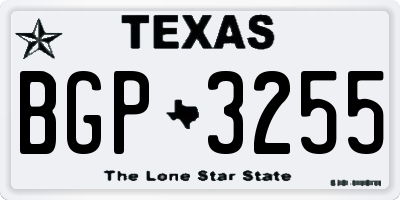 TX license plate BGP3255