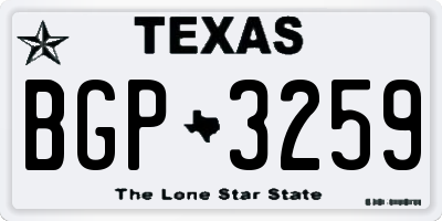 TX license plate BGP3259