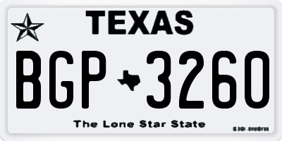TX license plate BGP3260
