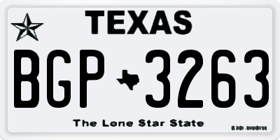 TX license plate BGP3263