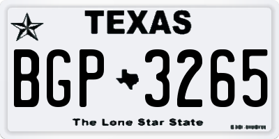 TX license plate BGP3265