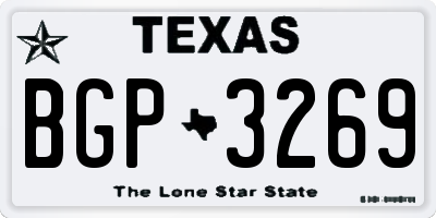 TX license plate BGP3269
