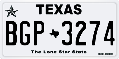 TX license plate BGP3274