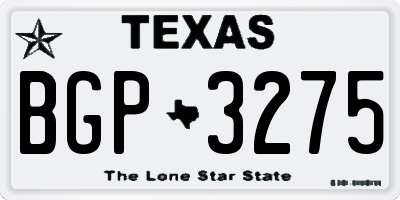 TX license plate BGP3275